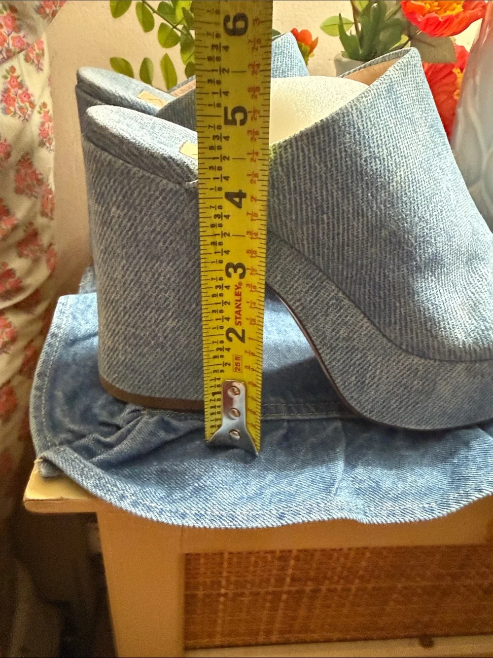 AGL Denim Blue Platform Mule Heels-38.5
